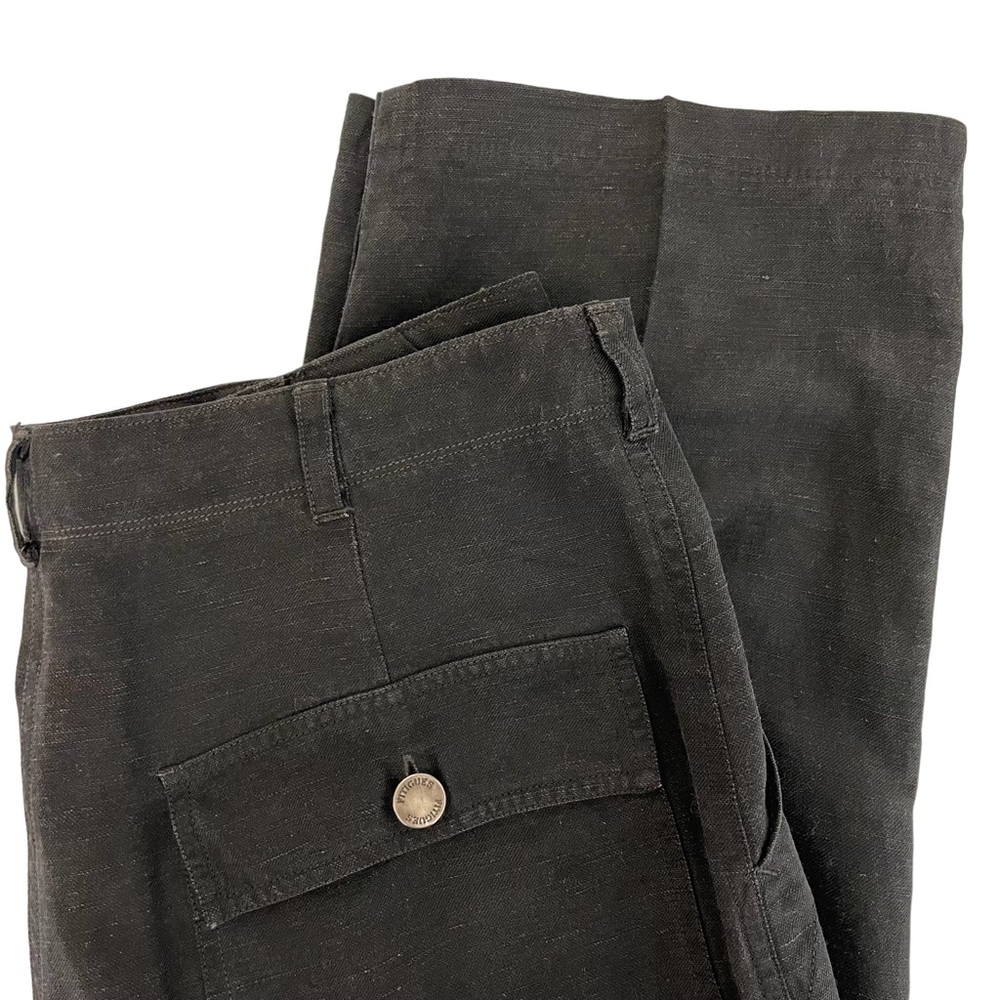 Fitigues Black Silk Linen Blend Pants - Picture 1 of 8